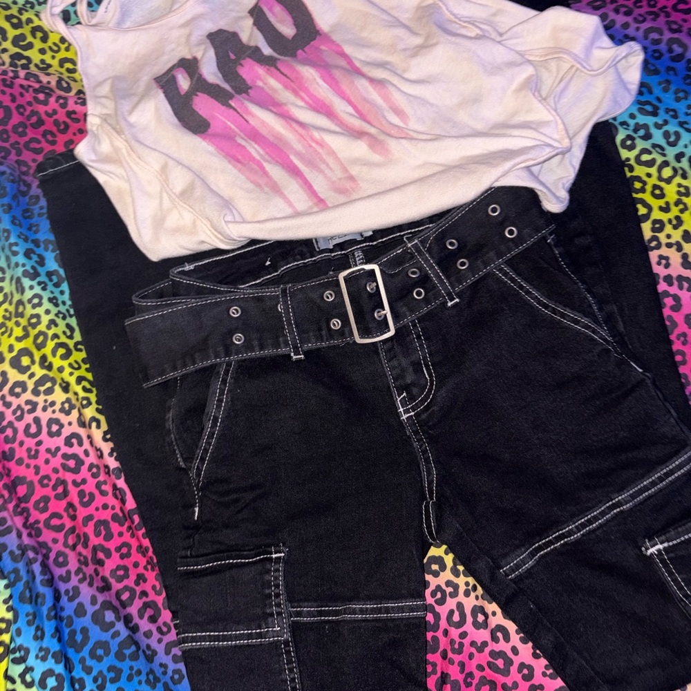 Rue21 Black Flare Jeans with Belt
